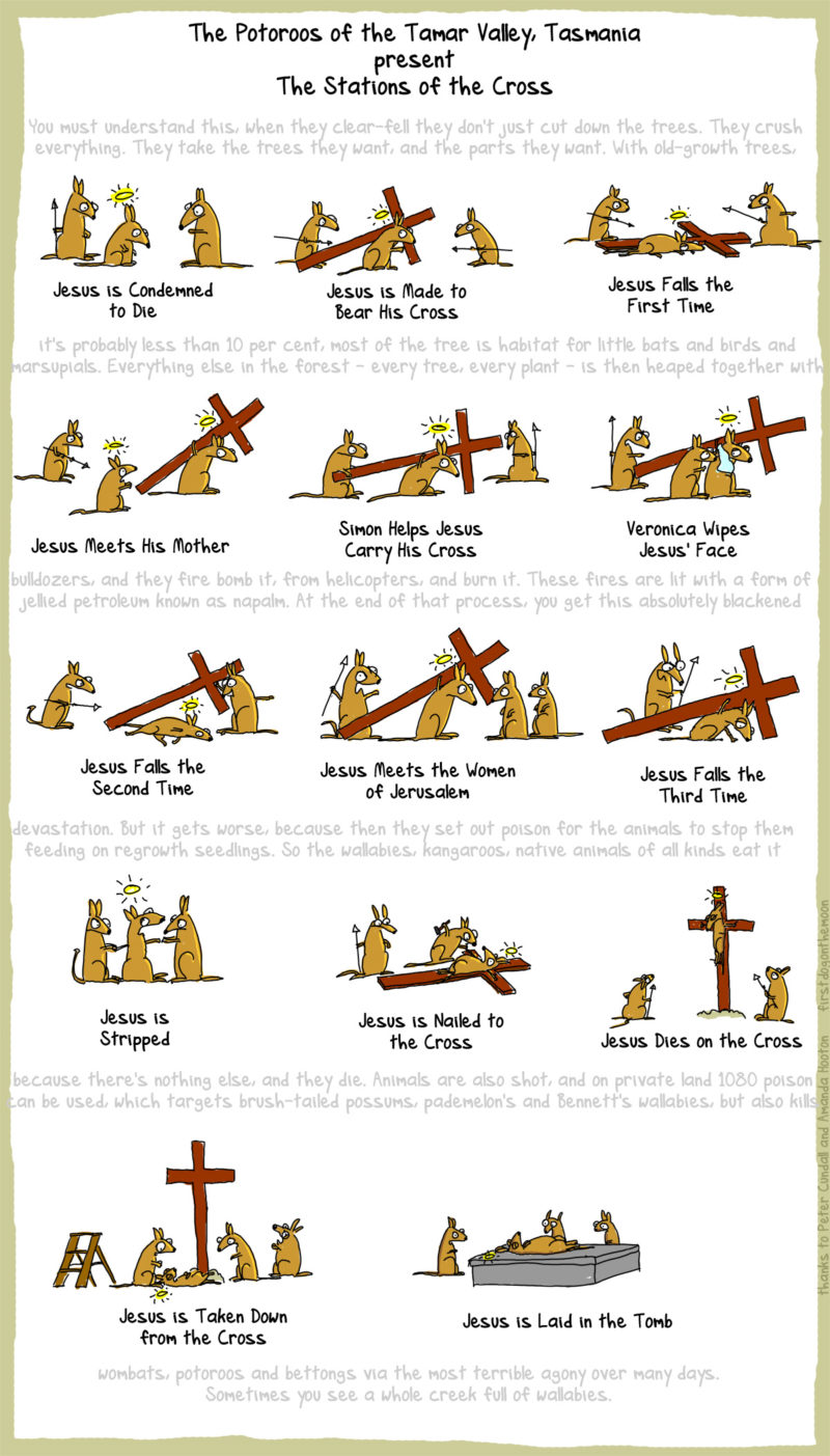 The Stations of the Cross with potoroos