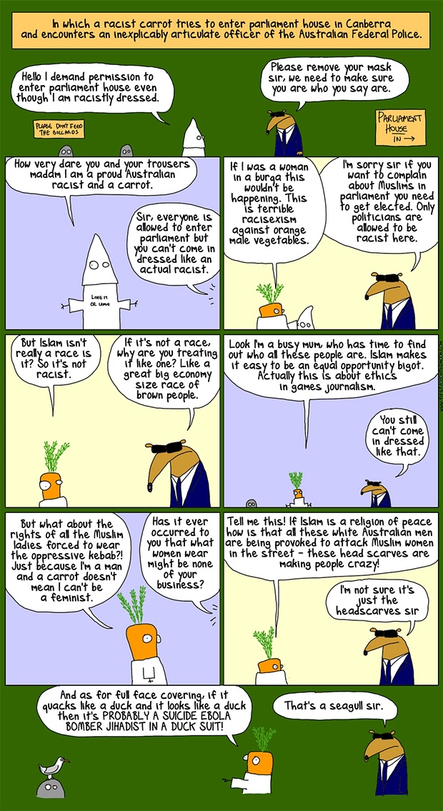 First Dog on the Moon … a racist carrot goes to Canberra