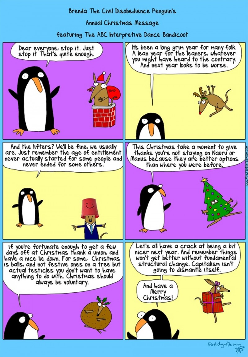 A Christmas message from Brenda the Civil Disobedience Penguin